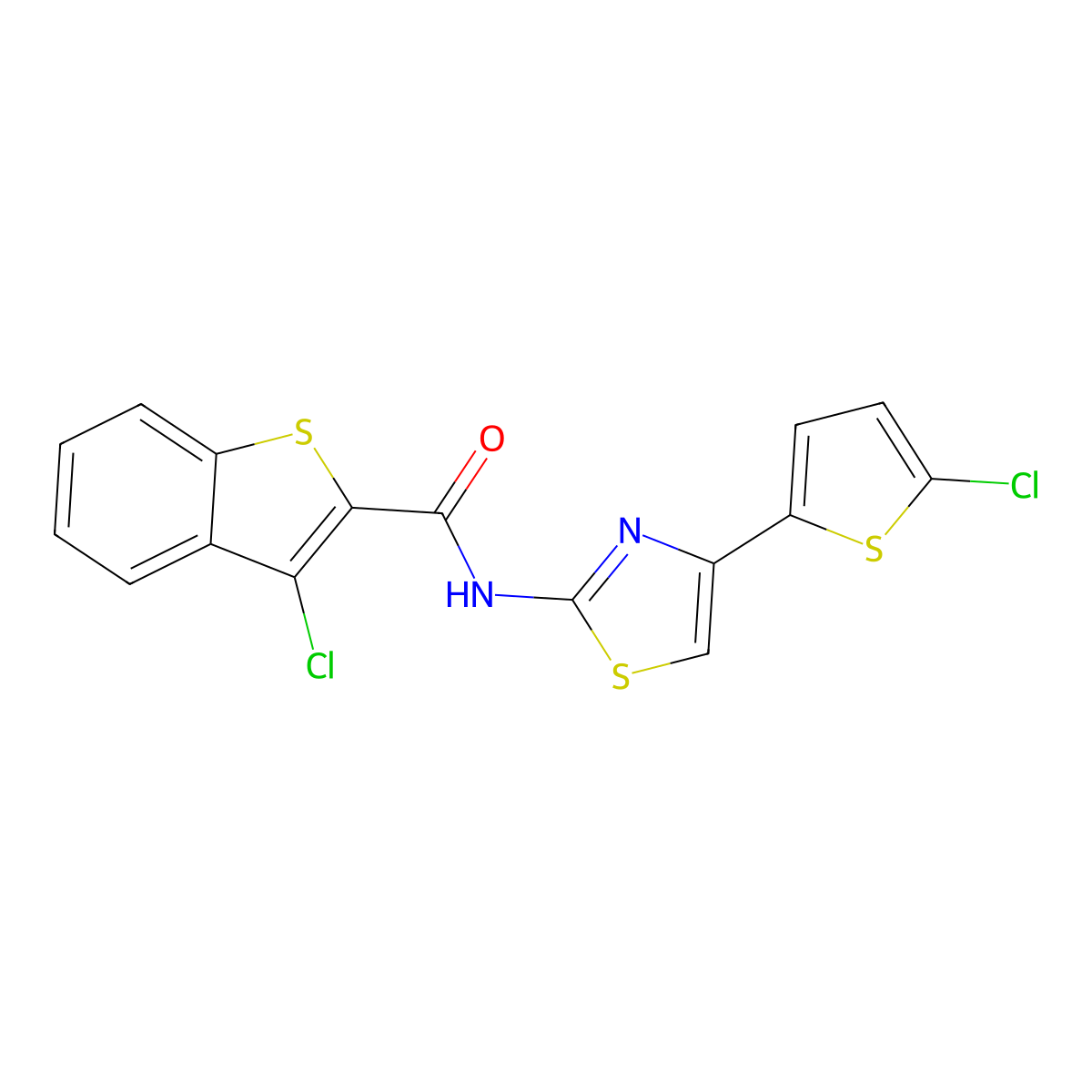 3-chloro-N-[4-(5-chlorothiophen-2-yl)-1,3-thiazol-2-yl]-1-benzothiophene-2-carboxamide molecular structure, CAS 330202-00-1