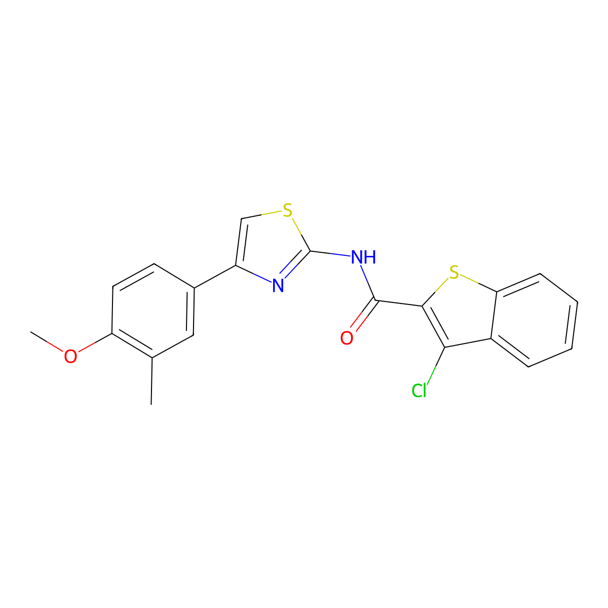 3-chloro-N-[4-(4-methoxy-3-methylphenyl)-1,3-thiazol-2-yl]-1-benzothiophene-2-carboxamide molecular structure, CAS 330202-03-4