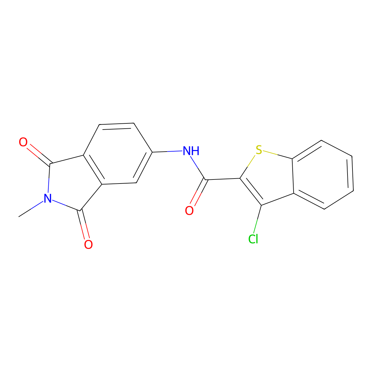 3-chloro-N-(2-methyl-1,3-dioxo-2,3-dihydro-1H-isoindol-5-yl)-1-benzothiophene-2-carboxamide molecular structure, CAS 330202-09-0