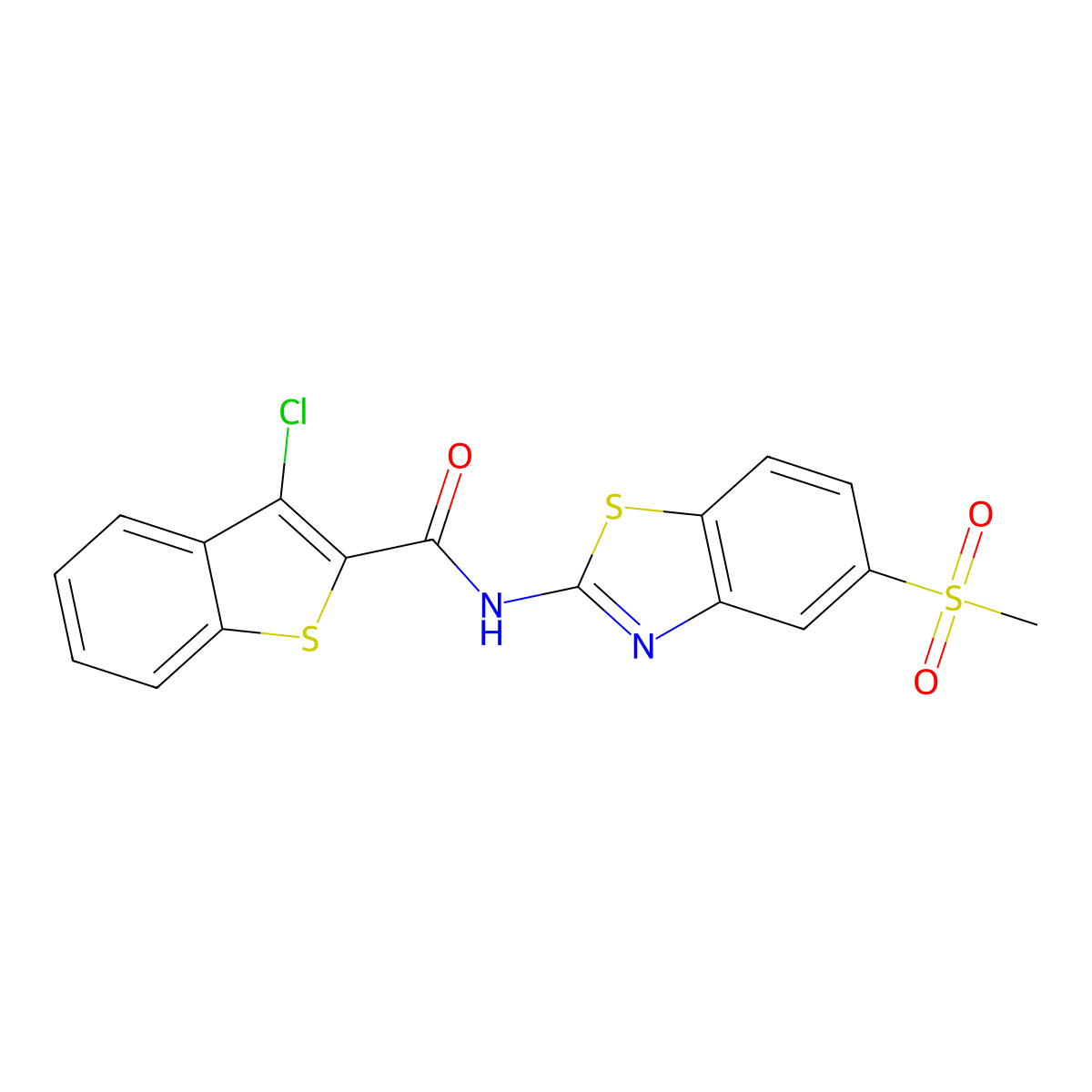 3-chloro-N-(5-(methylsulfonyl)benzo[d]thiazol-2-yl)benzo[b]thiophene-2-carboxamide molecular structure, CAS 330202-13-6