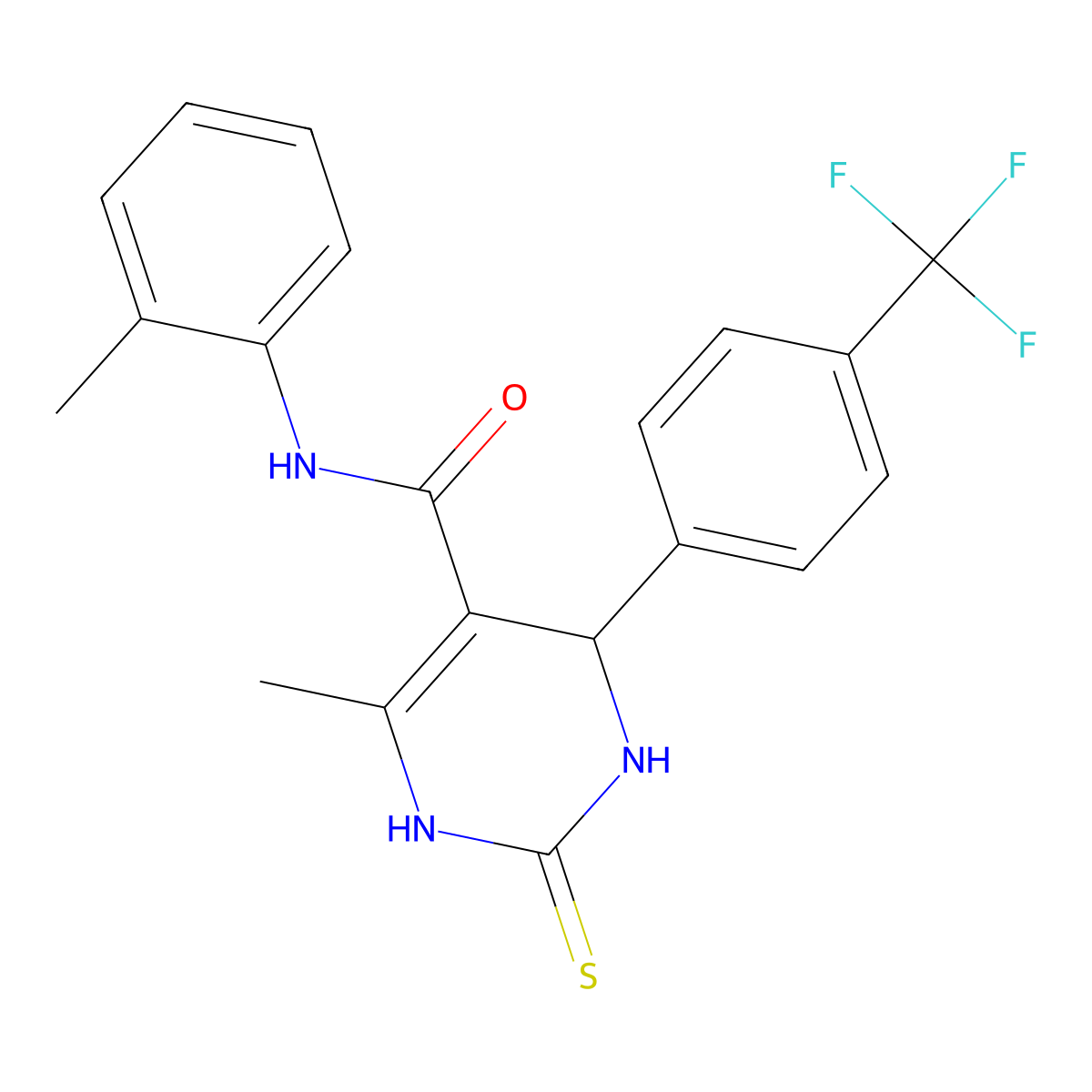 6-methyl-N-(2-methylphenyl)-2-sulfanylidene-4-[4-(trifluoromethyl)phenyl]-3,4-dihydro-1H-pyrimidine-5-carboxamide molecular structure, CAS 330202-16-9