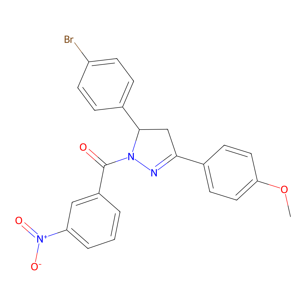 5-(4-bromophenyl)-3-(4-methoxyphenyl)-1-(3-nitrobenzoyl)-4,5-dihydro-1H-pyrazole molecular structure, CAS 330202-21-6