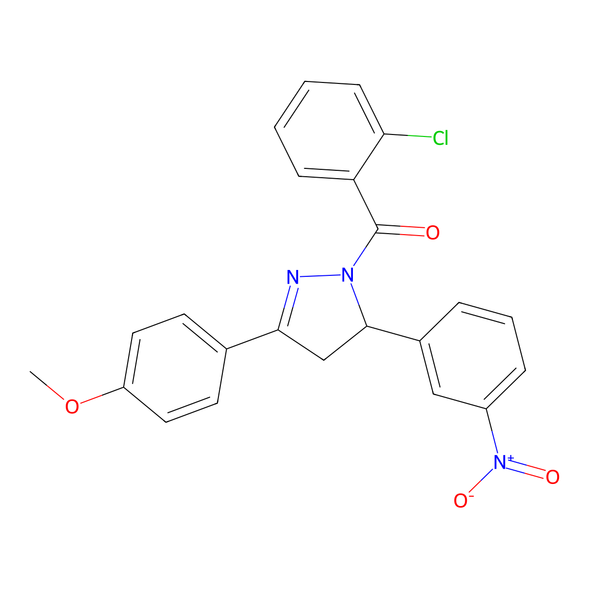 1-(2-chlorobenzoyl)-3-(4-methoxyphenyl)-5-(3-nitrophenyl)-4,5-dihydro-1H-pyrazole molecular structure, CAS 330202-22-7