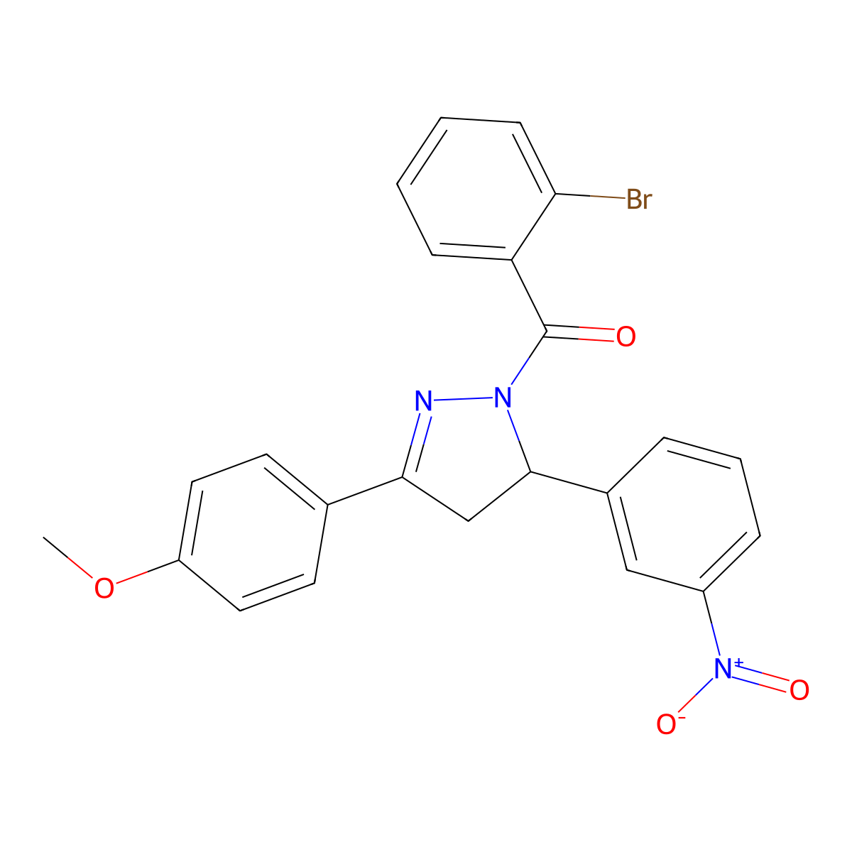 (2-bromophenyl)(3-(4-methoxyphenyl)-5-(3-nitrophenyl)-4,5-dihydro-1H-pyrazol-1-yl)methanone molecular structure, CAS 330202-24-9