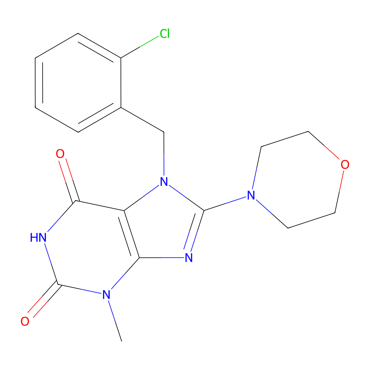 7-(2-chlorobenzyl)-3-methyl-8-morpholino-1H-purine-2,6(3H,7H)-dione molecular structure, CAS 330202-47-6