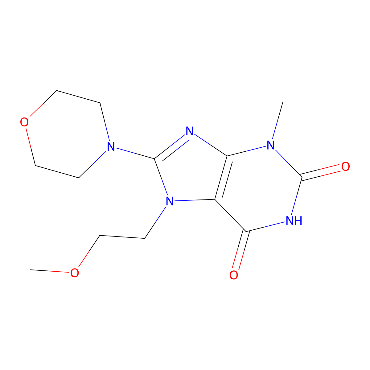 7-(2-Methoxyethyl)-3-methyl-8-morpholin-4-ylpurine-2,6-dione molecular structure, CAS 330202-51-2