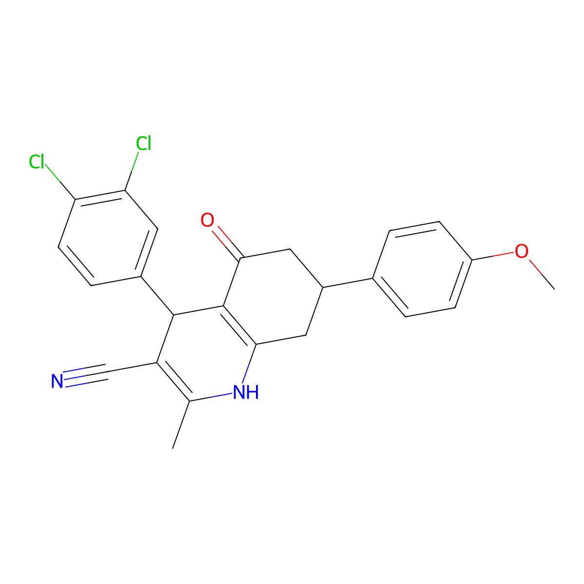 4-(3,4-dichlorophenyl)-7-(4-methoxyphenyl)-2-methyl-5-oxo-4,6,7,8-tetrahydro-1H-quinoline-3-carbonitrile molecular structure, CAS 330202-61-4