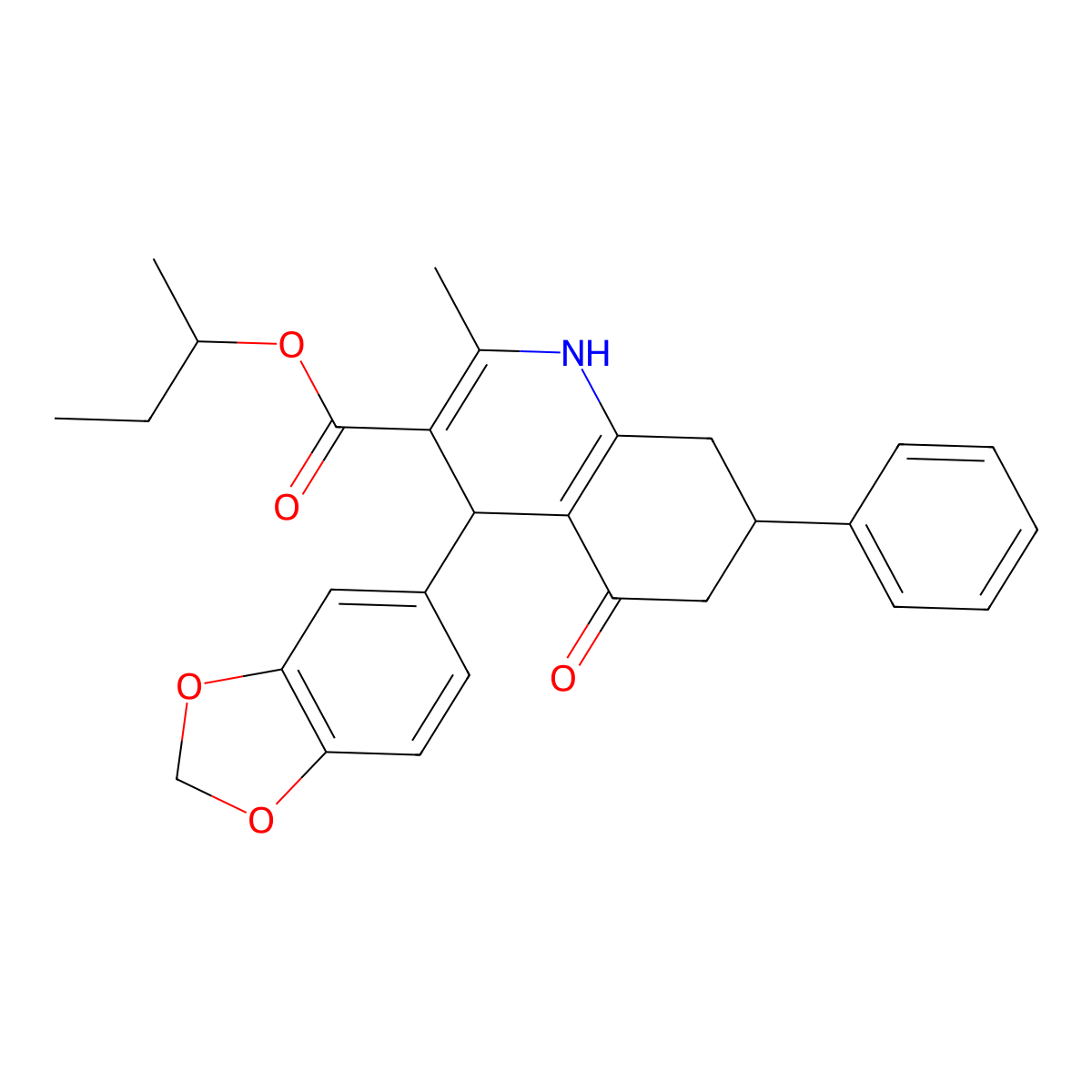 Sec-butyl 4-(1,3-benzodioxol-5-yl)-2-methyl-5-oxo-7-phenyl-1,4,5,6,7,8-hexahydro-3-quinolinecarboxylate molecular structure, CAS 330205-00-0