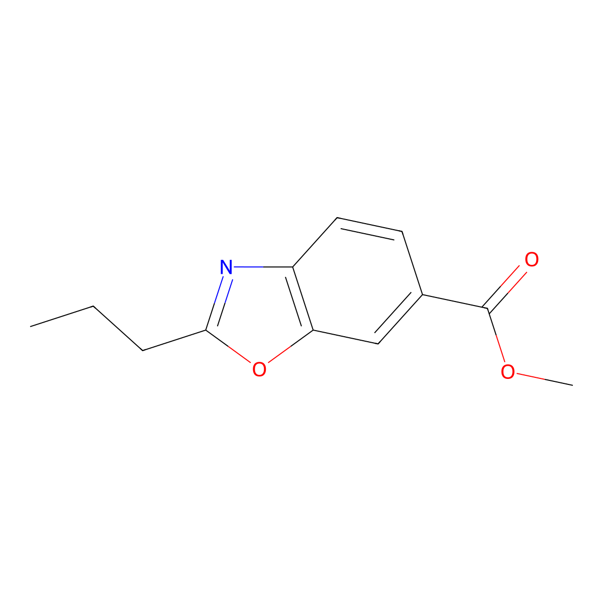 Methyl 2-propyl-1,3-benzoxazole-6-carboxylate molecular structure, CAS 330206-41-2