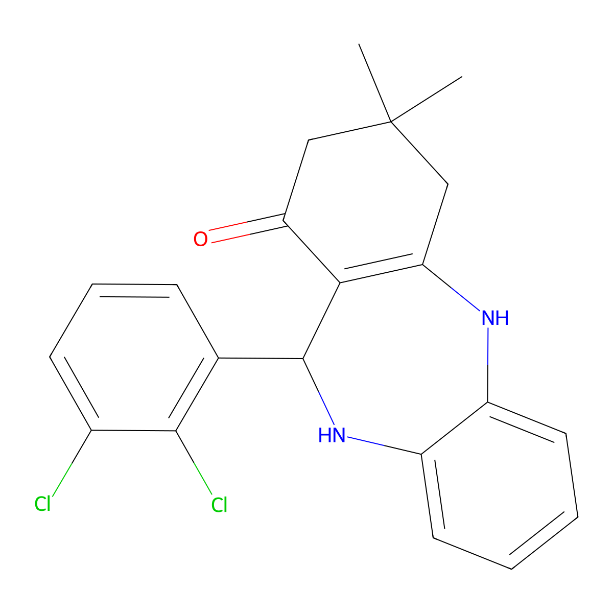 6-(2,3-dichlorophenyl)-9,9-dimethyl-6,8,10,11-tetrahydro-5H-benzo[b][1,4]benzodiazepin-7-one molecular structure, CAS 330208-58-7