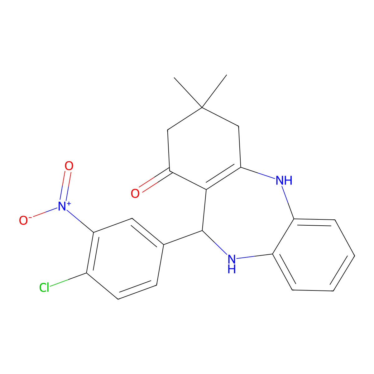 6-(4-chloro-3-nitrophenyl)-9,9-dimethyl-6,8,10,11-tetrahydro-5H-benzo[b][1,4]benzodiazepin-7-one molecular structure, CAS 330208-59-8