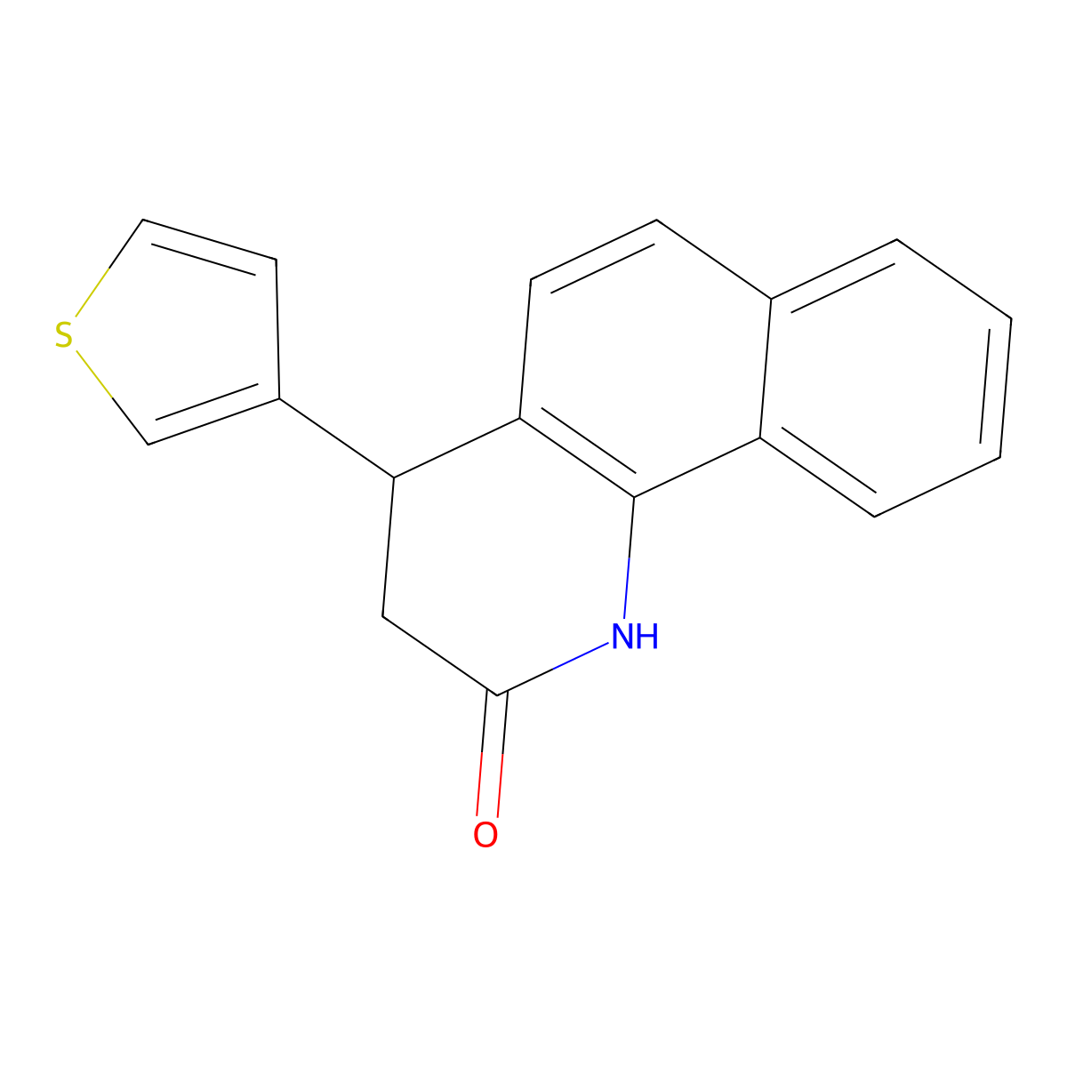 4-(thiophen-3-yl)-3,4-dihydrobenzo[h]quinolin-2(1H)-one molecular structure, CAS 330208-60-1