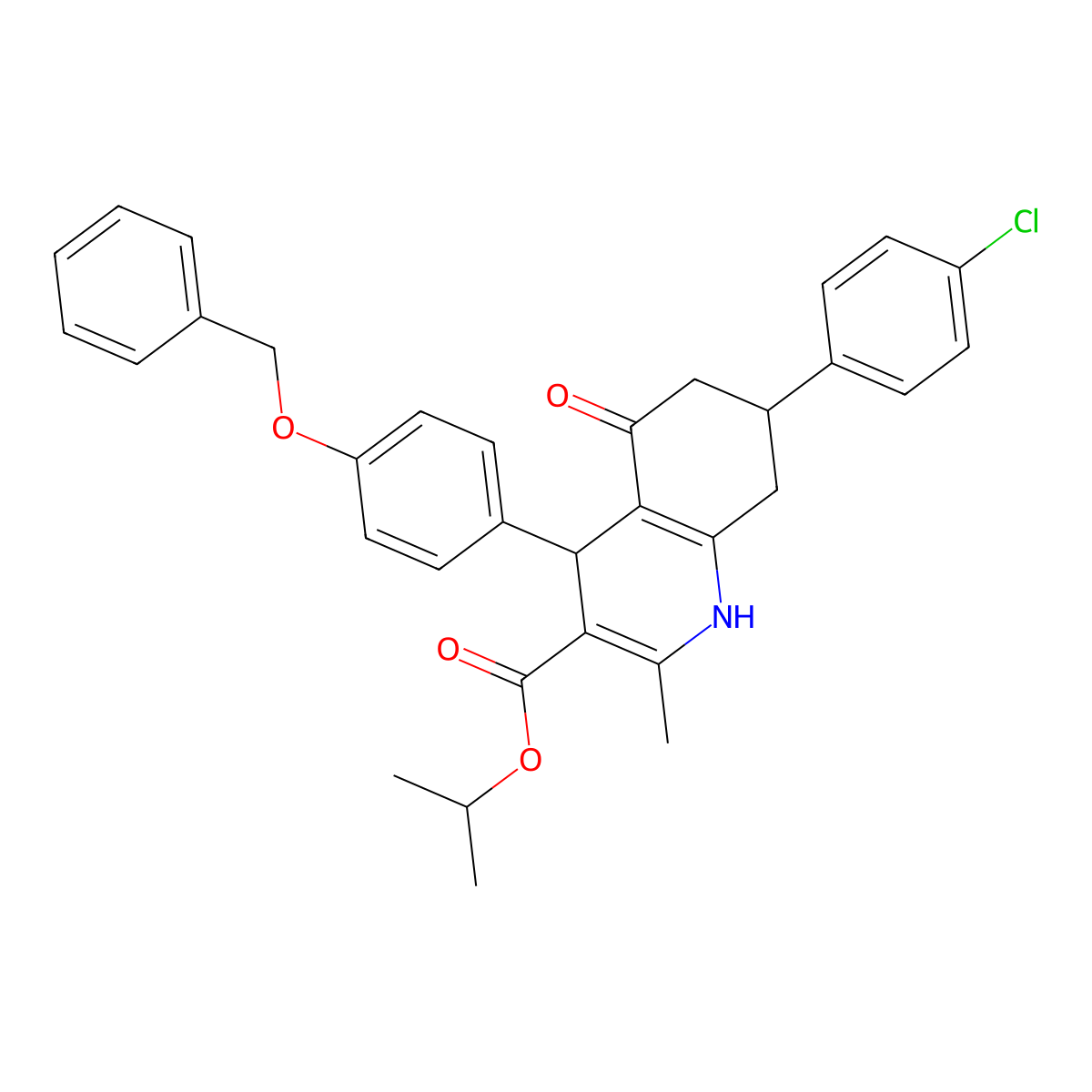 Propan-2-yl 4-[4-(benzyloxy)phenyl]-7-(4-chlorophenyl)-2-methyl-5-oxo-1,4,5,6,7,8-hexahydroquinoline-3-carboxylate molecular structure, CAS 330208-94-1