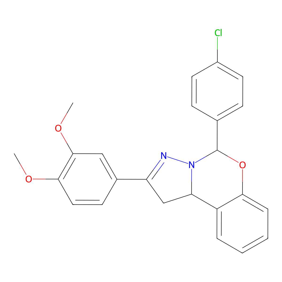 5-(4-Chlorophenyl)-2-(3,4-dimethoxyphenyl)-1,10b-dihydropyrazolo[1,5-c][1,3]benzoxazine molecular structure, CAS 330209-46-6