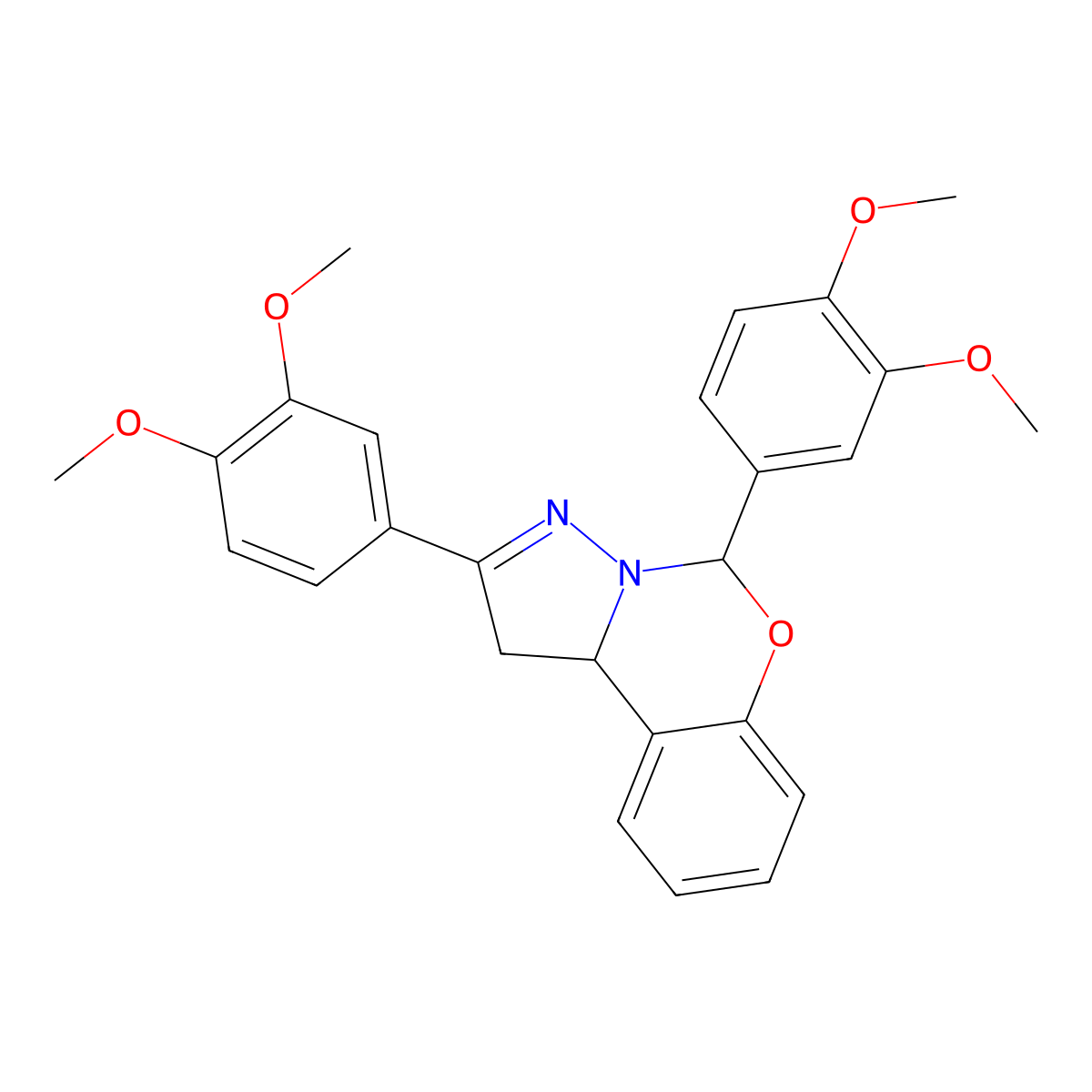 2,5-Bis(3,4-dimethoxyphenyl)-1,10b-dihydropyrazolo[1,5-c][1,3]benzoxazine molecular structure, CAS 330209-49-9