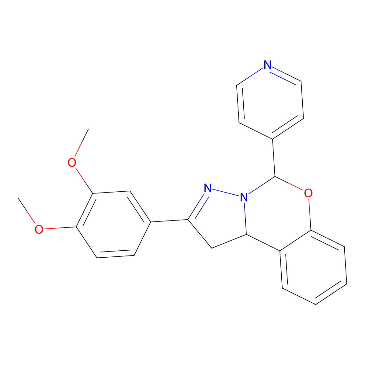 2-(3,4-Dimethoxyphenyl)-5-(pyridin-4-yl)-1,10b-dihydropyrazolo[1,5-c][1,3]benzoxazine molecular structure, CAS 330209-51-3