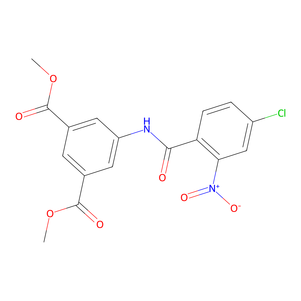 Dimethyl 5-[(4-chloro-2-nitrobenzoyl)amino]benzene-1,3-dicarboxylate molecular structure, CAS 330215-51-5