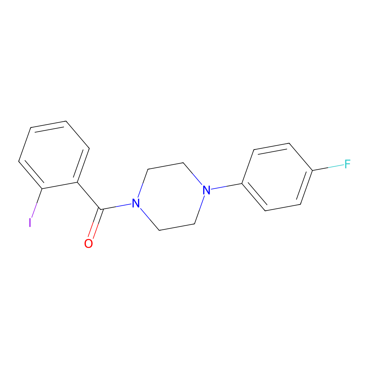 (4-(4-Fluorophenyl)piperazin-1-yl)(2-iodophenyl)methanone molecular structure, CAS 330215-72-0