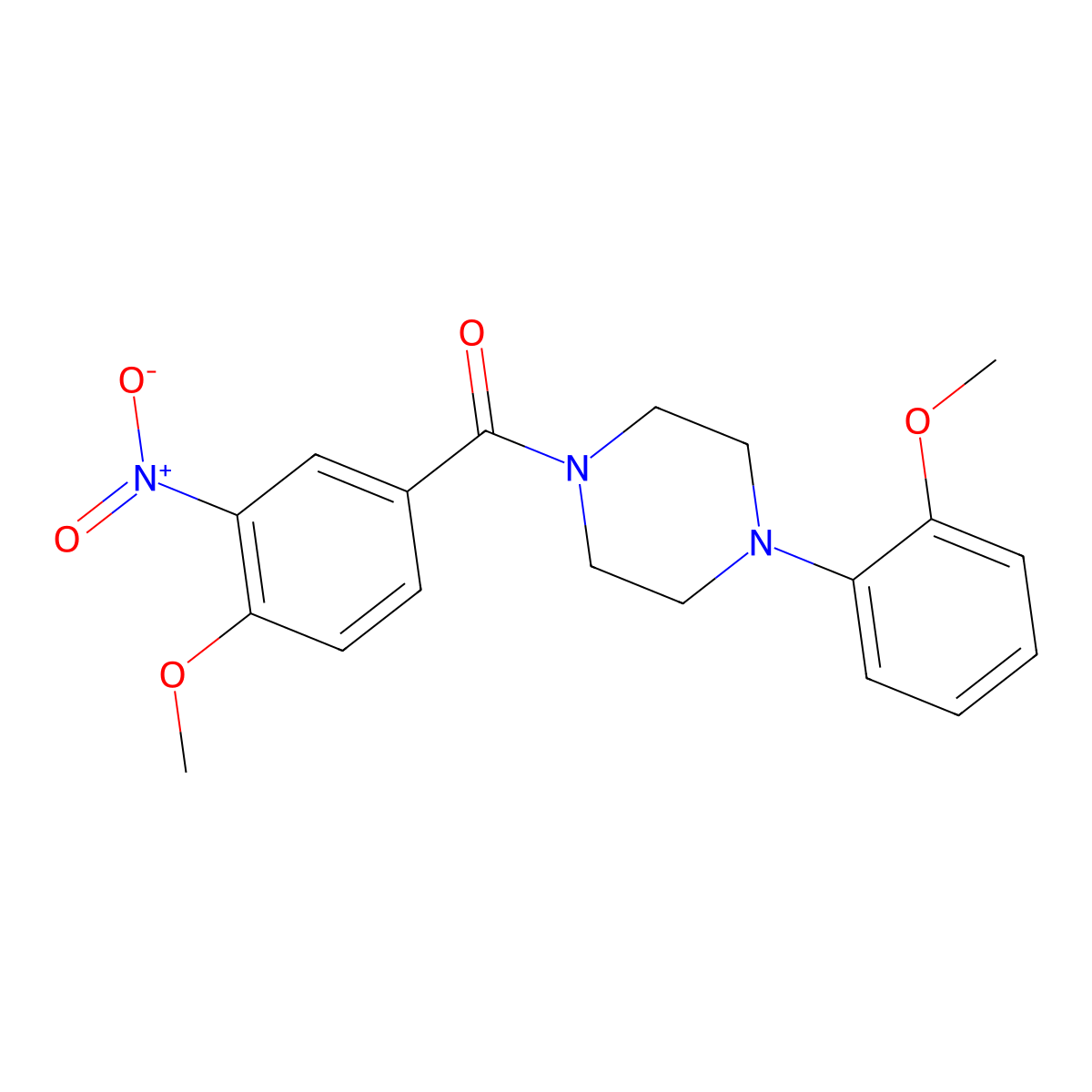 (4-Methoxy-3-nitrophenyl)-[4-(2-methoxyphenyl)piperazin-1-yl]methanone molecular structure, CAS 330215-87-7