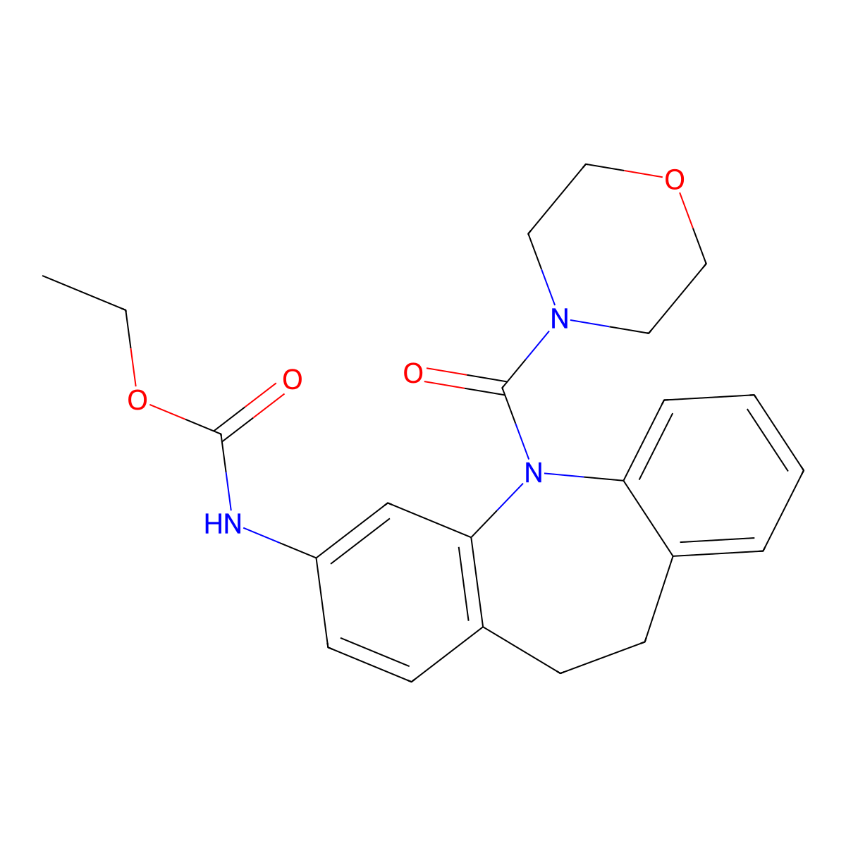 ethyl (5-(morpholine-4-carbonyl)-10,11-dihydro-5H-dibenzo[b,f]azepin-3-yl)carbamate molecular structure, CAS 330216-16-5