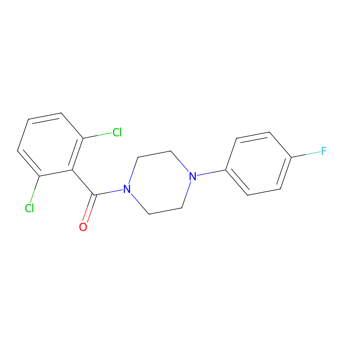 1-(2,6-Dichlorobenzoyl)-4-(4-fluorophenyl)piperazine molecular structure, CAS 330216-86-9