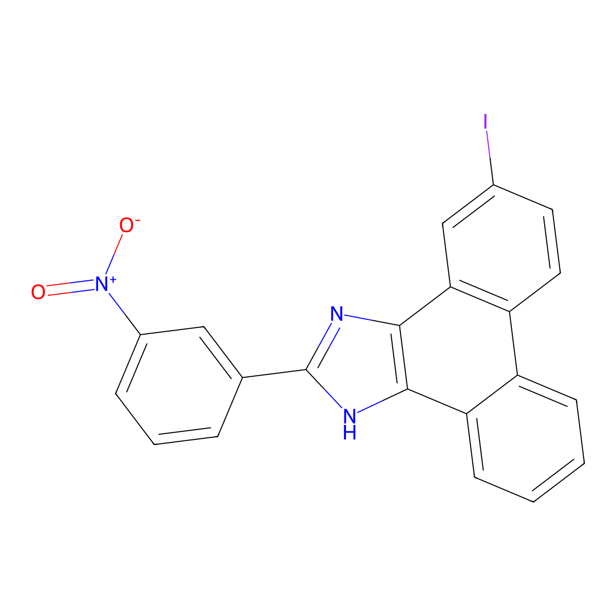 5-iodo-2-(3-nitrophenyl)-1H-phenanthro[9,10-d]imidazole molecular structure, CAS 330217-12-4