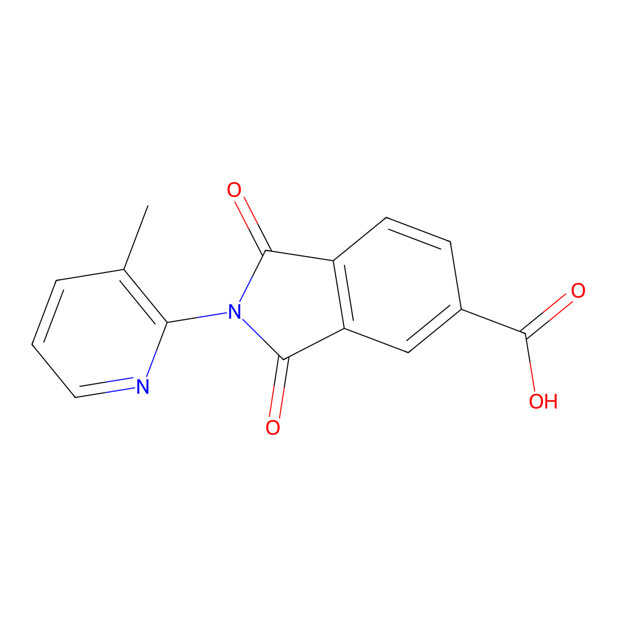 2-(3-Methylpyridin-2-yl)-1,3-dioxoisoindoline-5-carboxylic acid molecular structure, CAS 330217-24-8