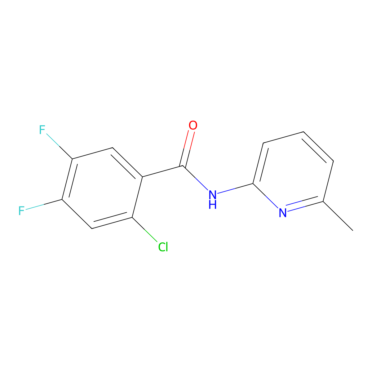 2-chloro-4,5-difluoro-N-(6-methylpyridin-2-yl)benzamide molecular structure, CAS 330220-47-8