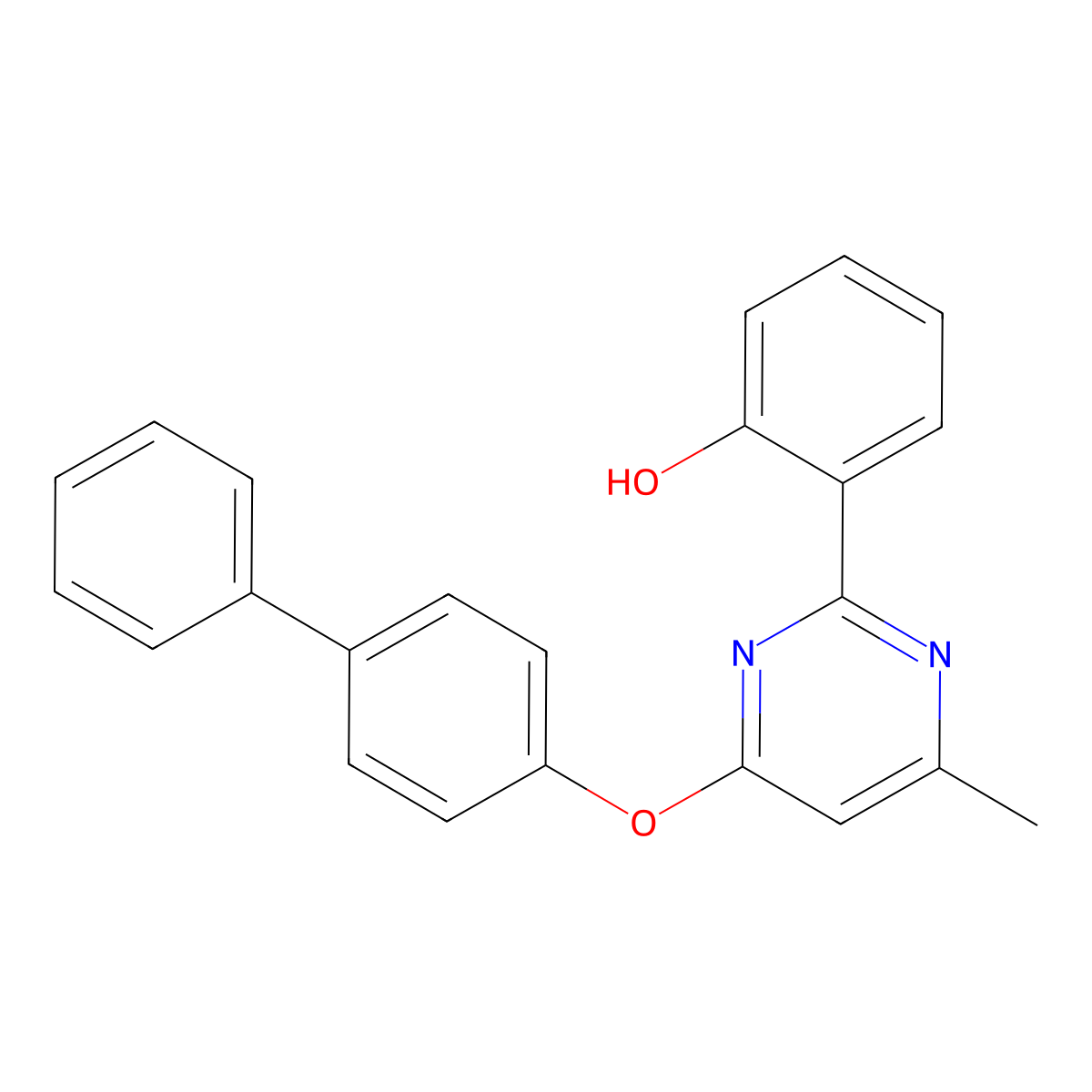 2-[4-Methyl-6-(4-phenylphenoxy)pyrimidin-2-yl]phenol molecular structure, CAS 330221-00-6