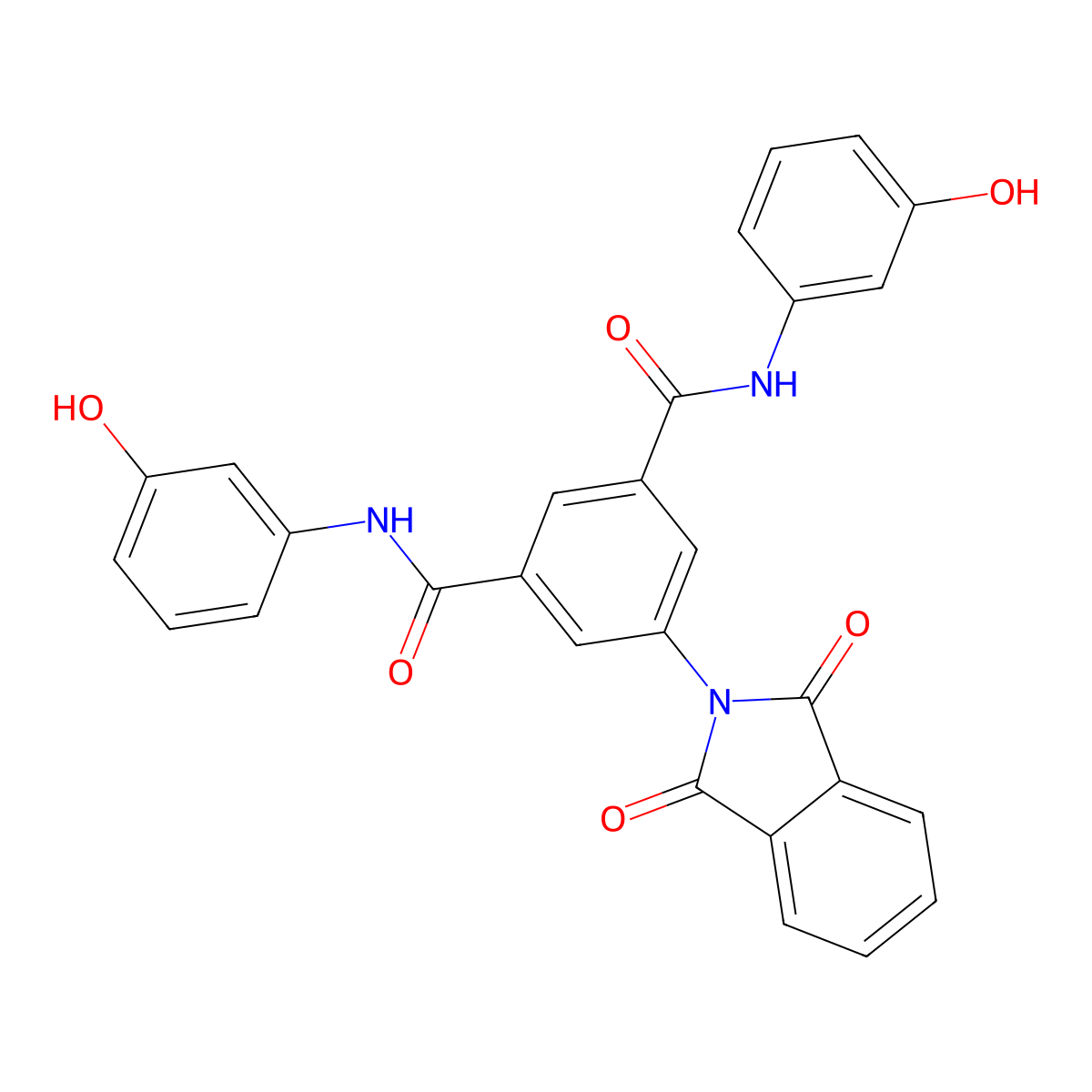 5-(1,3-dioxoisoindol-2-yl)-1-N,3-N-bis(3-hydroxyphenyl)benzene-1,3-dicarboxamide molecular structure, CAS 330221-64-2