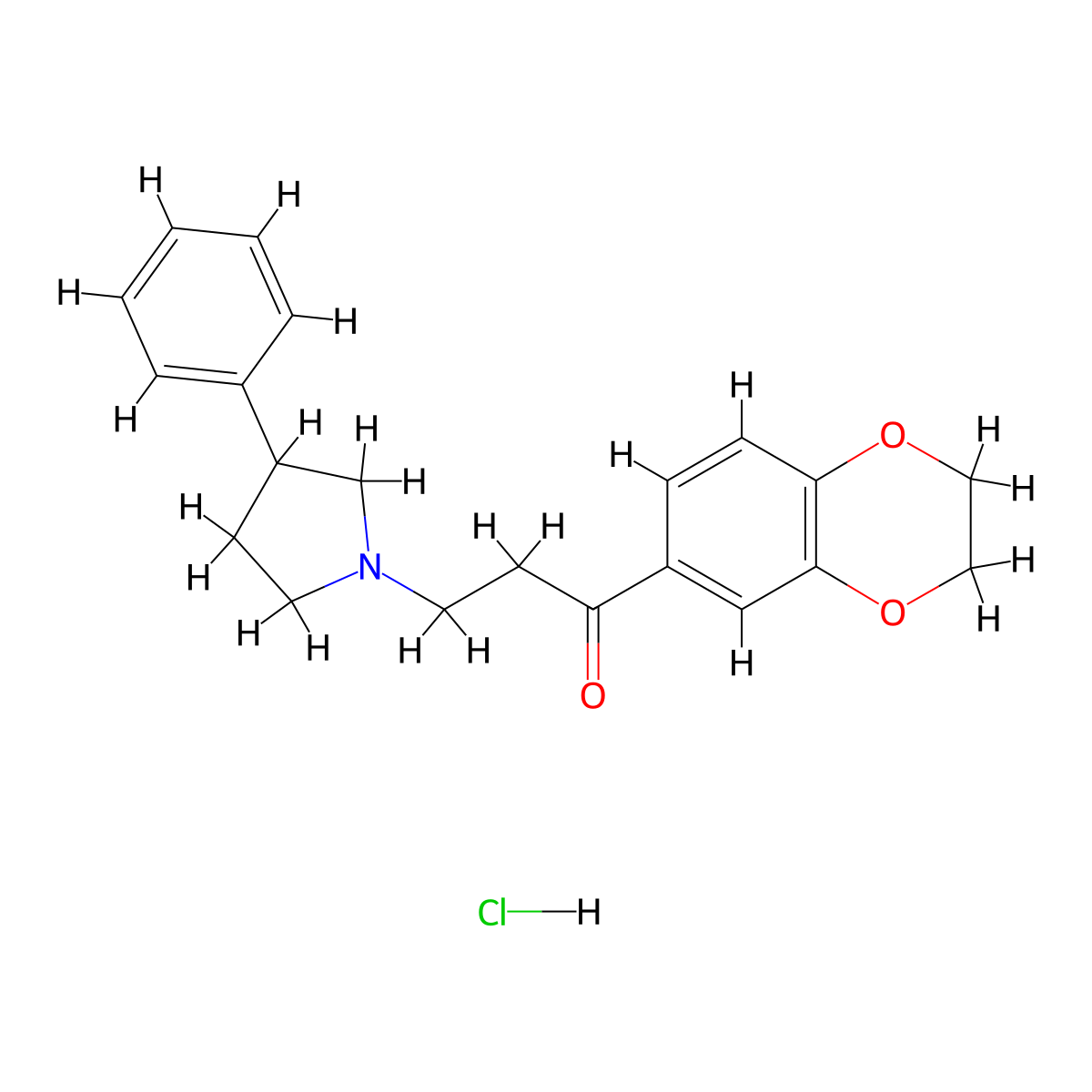 1-Propanone, 1-(2,3-dihydro-1,4-benzodioxin-6-yl)-3-(3-phenyl-1-pyrrolidinyl)-, hydrochloride (1:1) molecular structure, CAS 33025-33-1