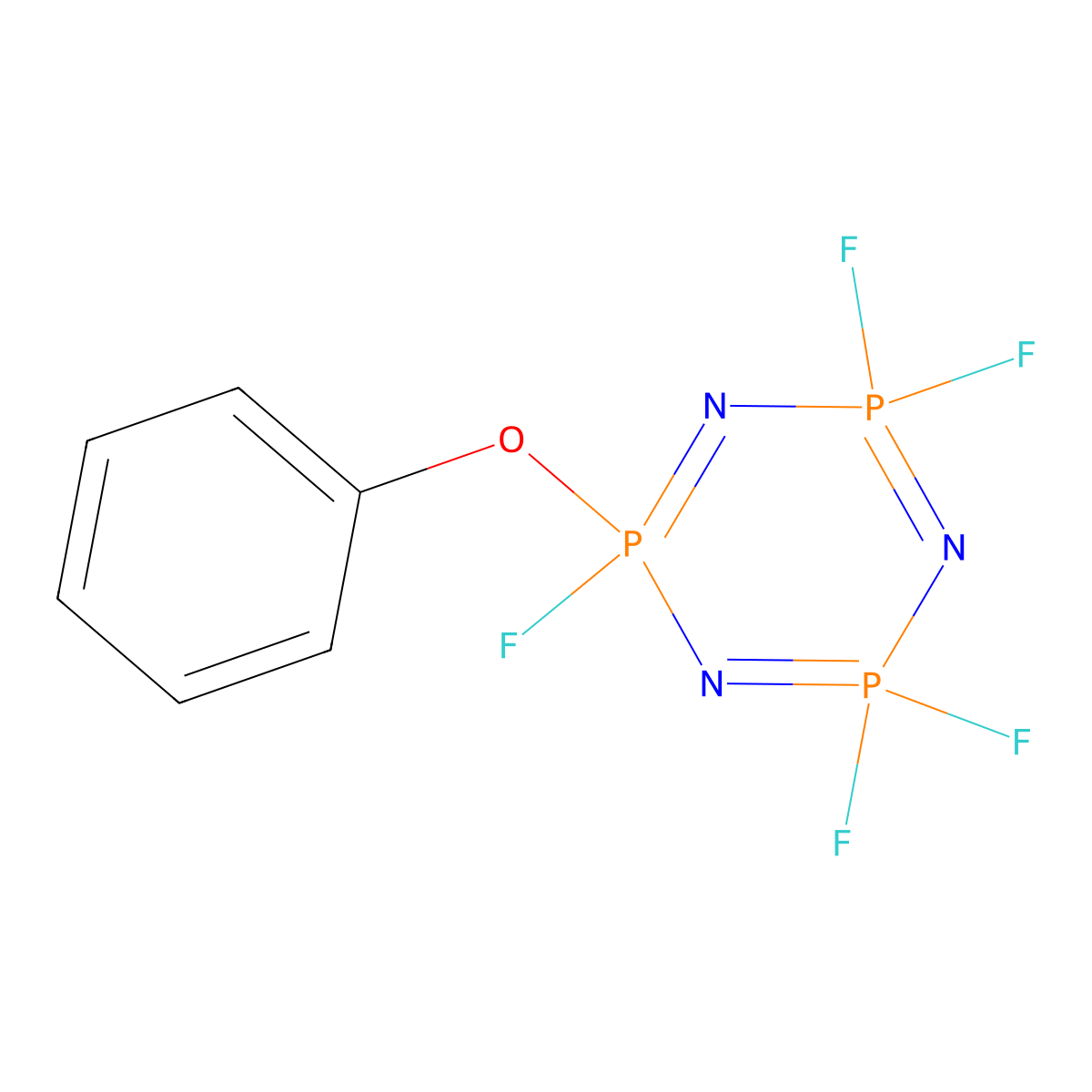 Pentafluoro(phenoxy)cyclotriphosphazene molecular structure, CAS 33027-68-8