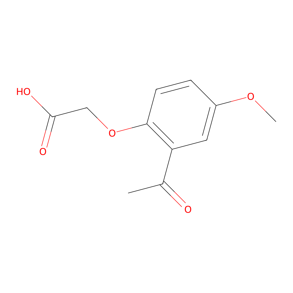 Acetic acid, 2-(2-acetyl-4-methoxyphenoxy)- molecular structure, CAS 33038-06-1