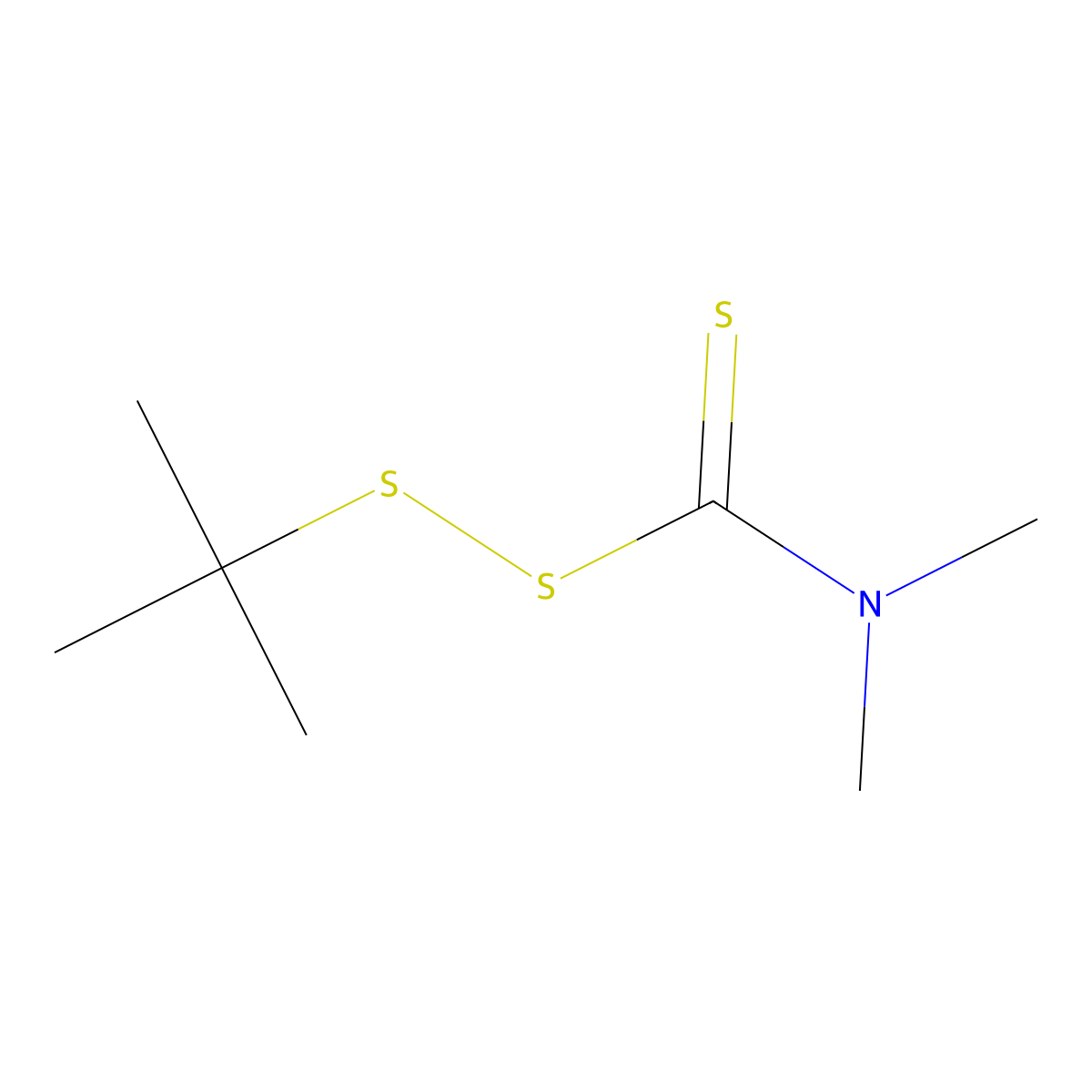 Carbamo(dithioperoxo)thioic acid, N,N-dimethyl-, 1,1-dimethylethyl ester molecular structure, CAS 3304-97-0
