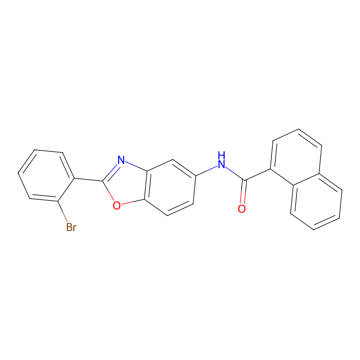 N-[2-(2-bromophenyl)-1,3-benzoxazol-5-yl]naphthalene-1-carboxamide molecular structure, CAS 330438-98-7