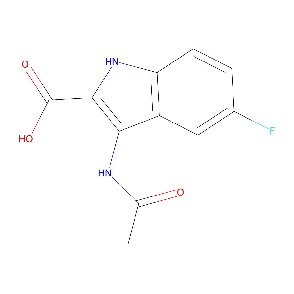 3-acetamido-5-fluoro-1H-indole-2-carboxylic acid molecular structure, CAS 330439-67-3