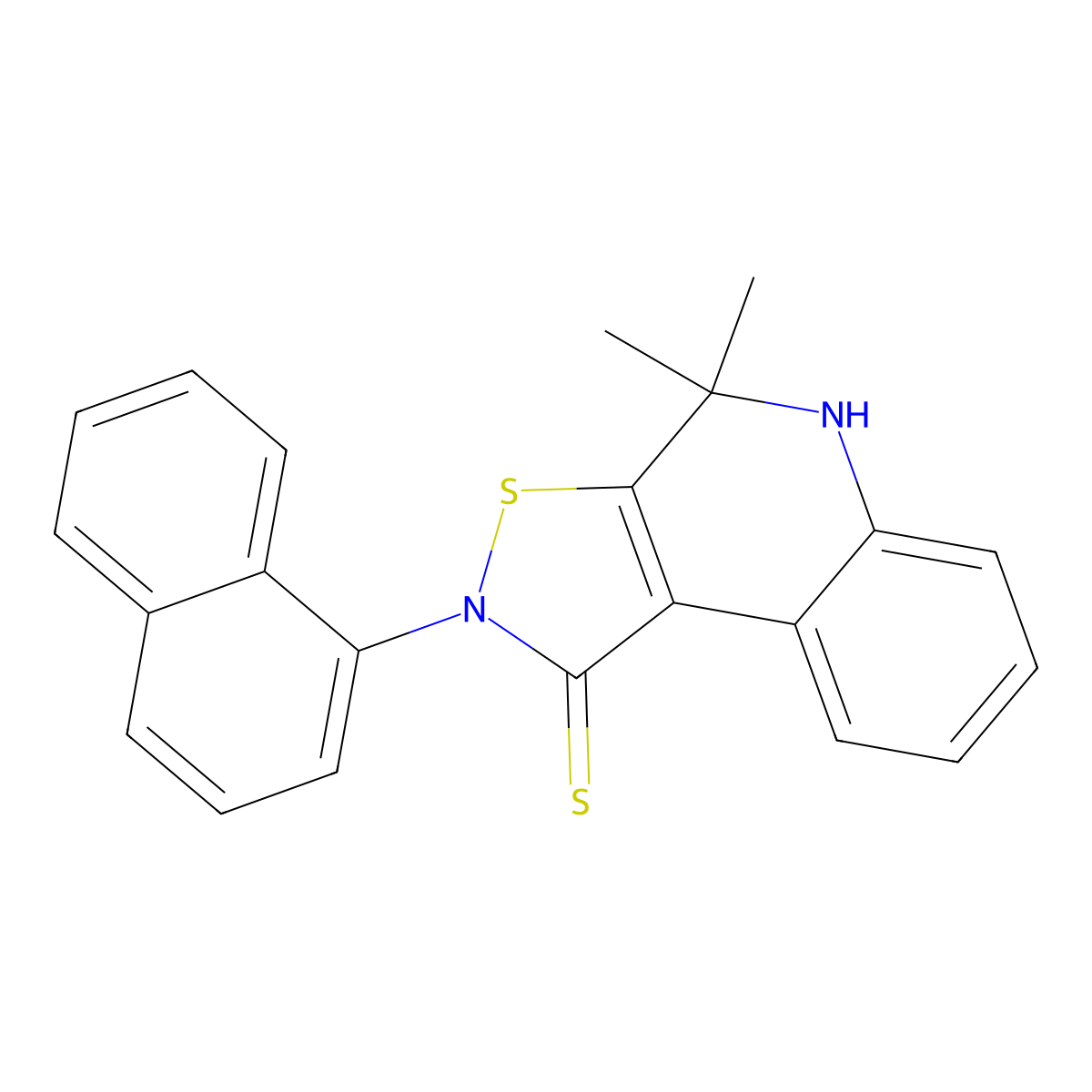 4,4-dimethyl-2-(1-naphthyl)-4,5-dihydroisothiazolo[5,4-c]quinoline-1(2H)-thione molecular structure, CAS 330439-86-6