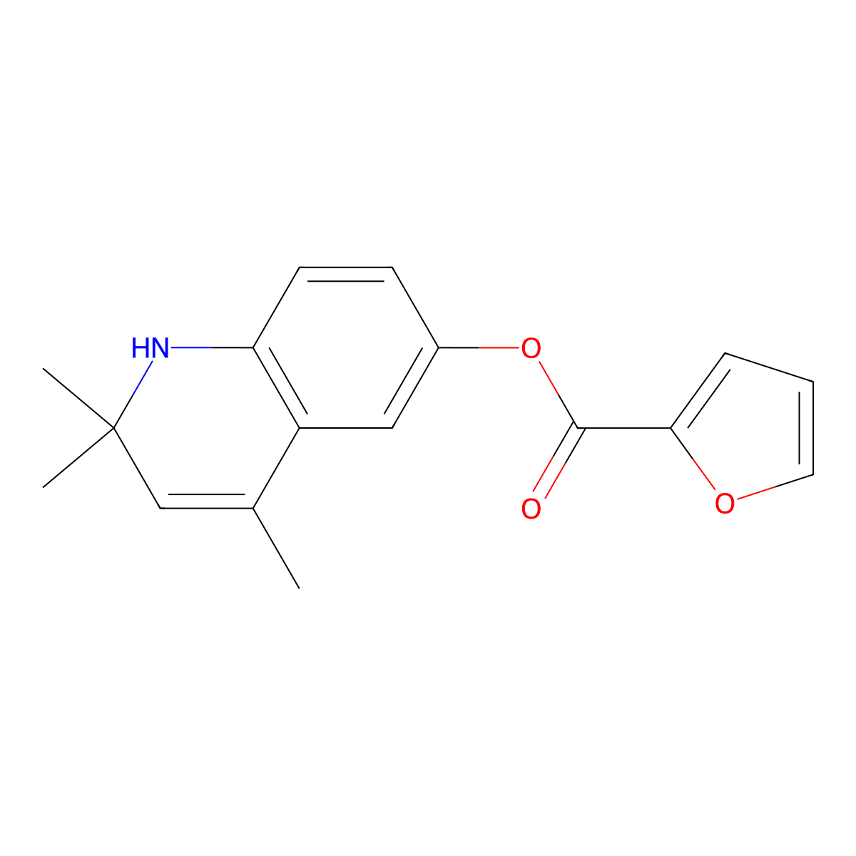 (2,2,4-trimethyl-1H-quinolin-6-yl) furan-2-carboxylate molecular structure, CAS 330439-88-8
