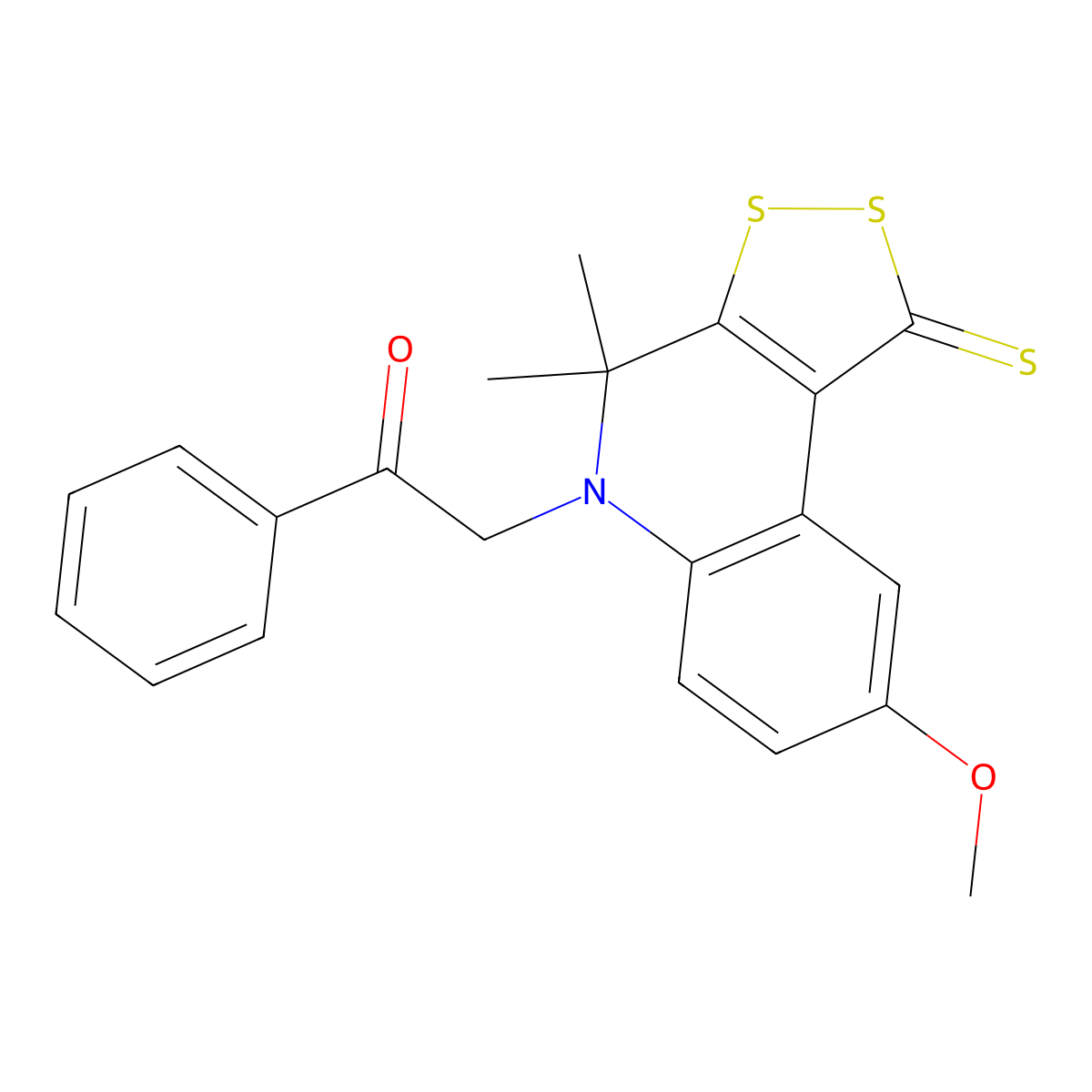 2-(8-Methoxy-4,4-dimethyl-1-sulfanylidenedithiolo[3,4-c]quinolin-5-yl)-1-phenylethanone molecular structure, CAS 330439-90-2