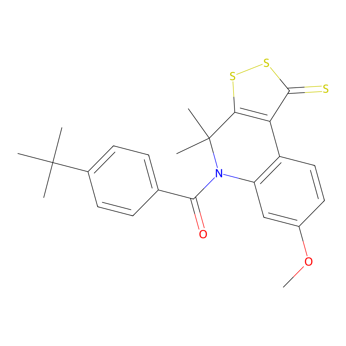 5-(4-tert-butylbenzoyl)-7-methoxy-4,4-dimethyl-4,5-dihydro-1H-[1,2]dithiolo[3,4-c]quinoline-1-thione molecular structure, CAS 330440-12-5