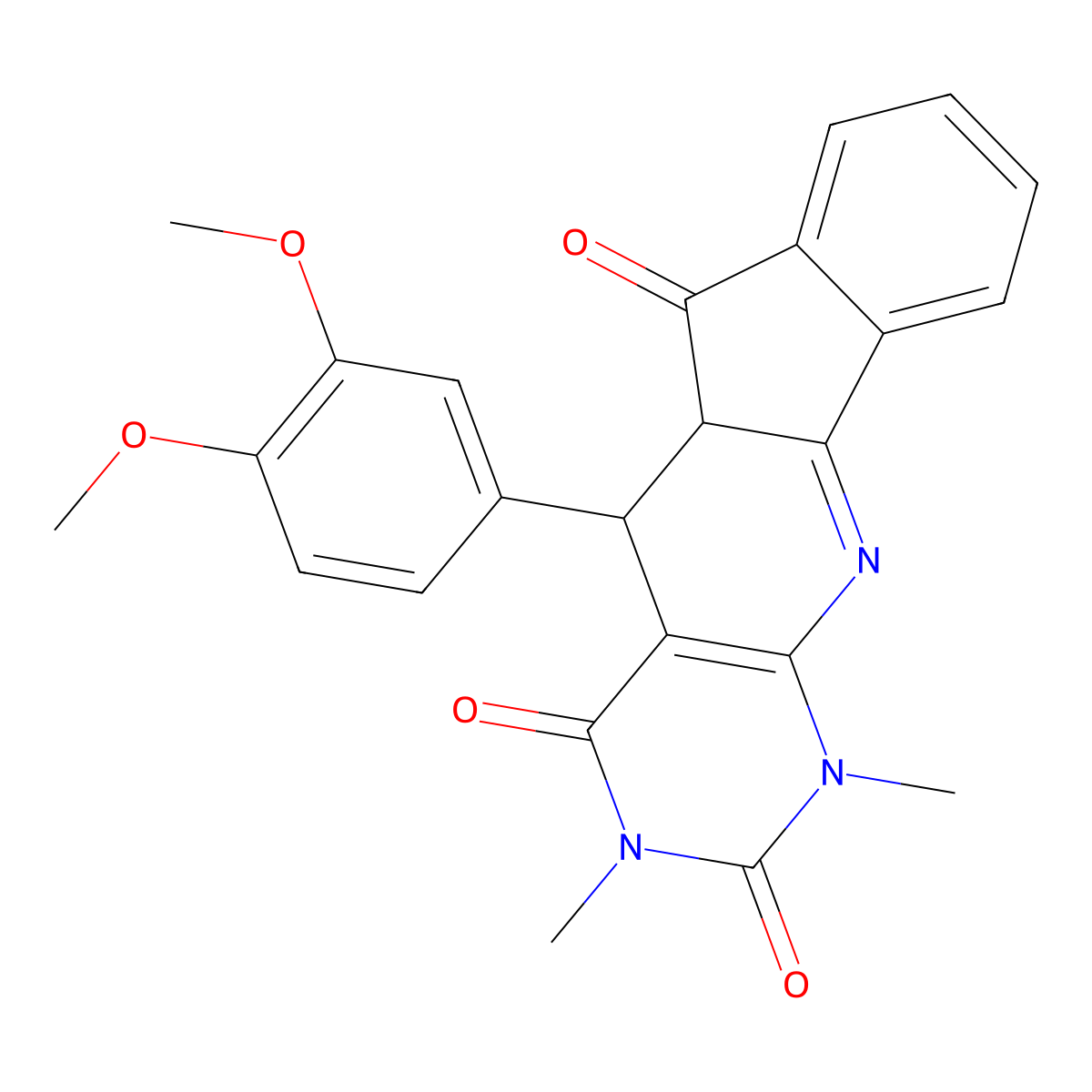 5-(3,4-dimethoxyphenyl)-1,3-dimethyl-5,5a-dihydro-1H-indeno[2',1':5,6]pyrido[2,3-d]pyrimidine-2,4,6(3H)-trione molecular structure, CAS 330440-19-2