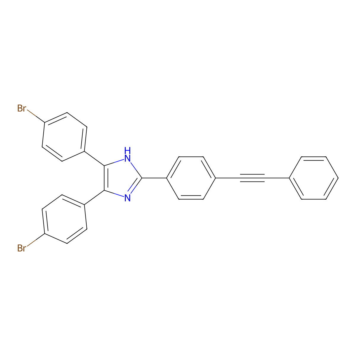 4,5-bis(4-bromophenyl)-2-[4-(2-phenylethynyl)phenyl]-1H-imidazole molecular structure, CAS 330441-61-7