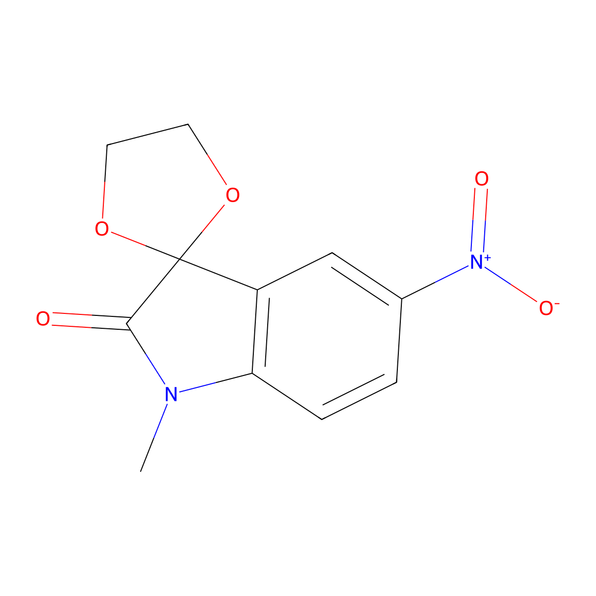 1'-methyl-5'-nitrospiro[1,3-dioxolane-2,3'-indol]-2'(1'H)-one molecular structure, CAS 330446-17-8