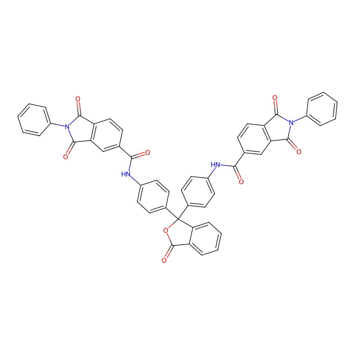 N-{4-[1-(4-{[(1,3-dioxo-2-phenyl-2,3-dihydro-1H-isoindol-5-yl)carbonyl]amino}phenyl)-3-oxo-1,3-dihydro-2-benzofuran-1-yl]phenyl}-1,3-dioxo-2-phenyl-5-isoindolinecarboxamide molecular structure, CAS 330447-76-2