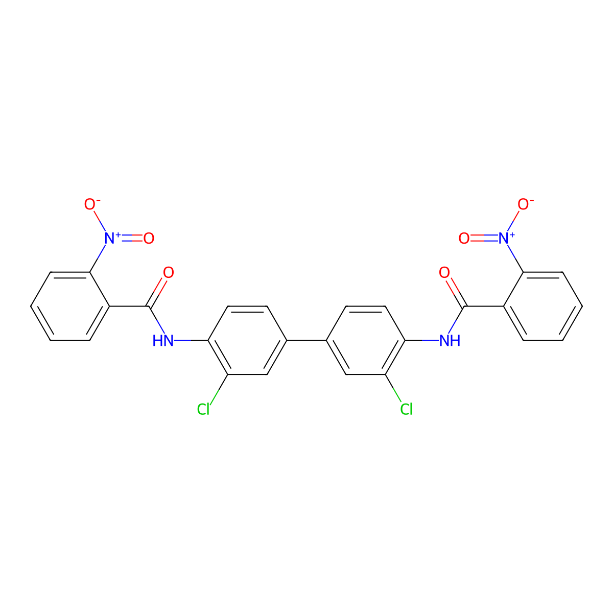 N-[2-chloro-4-[3-chloro-4-[(2-nitrobenzoyl)amino]phenyl]phenyl]-2-nitrobenzamide molecular structure, CAS 330448-42-5