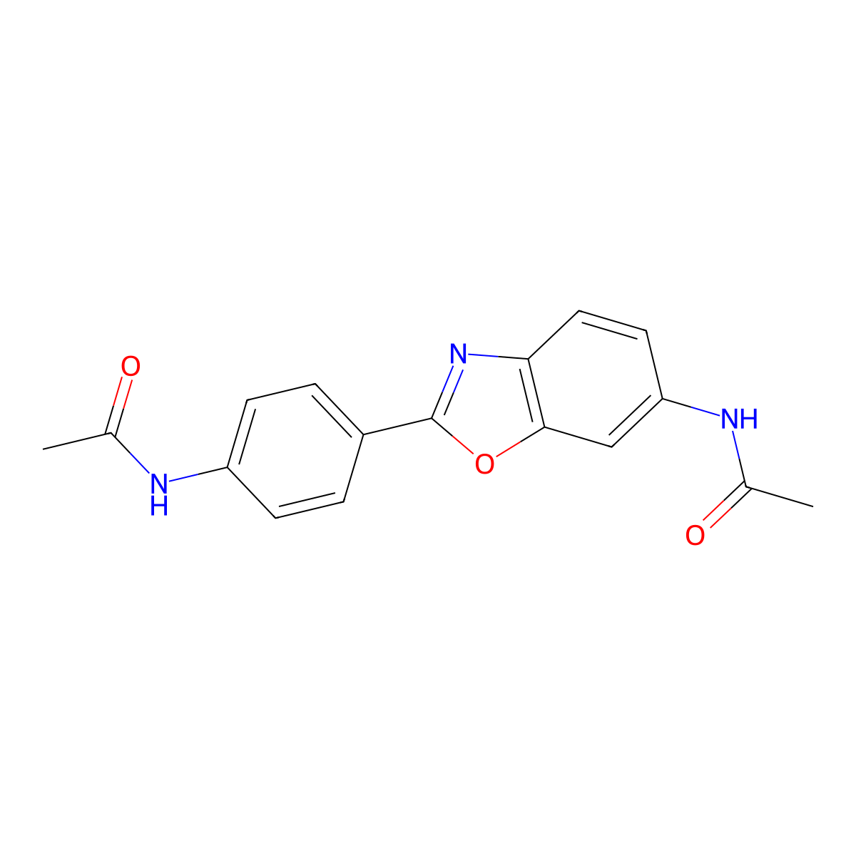 N-[4-(6-acetamido-1,3-benzoxazol-2-yl)phenyl]acetamide molecular structure, CAS 330448-78-7