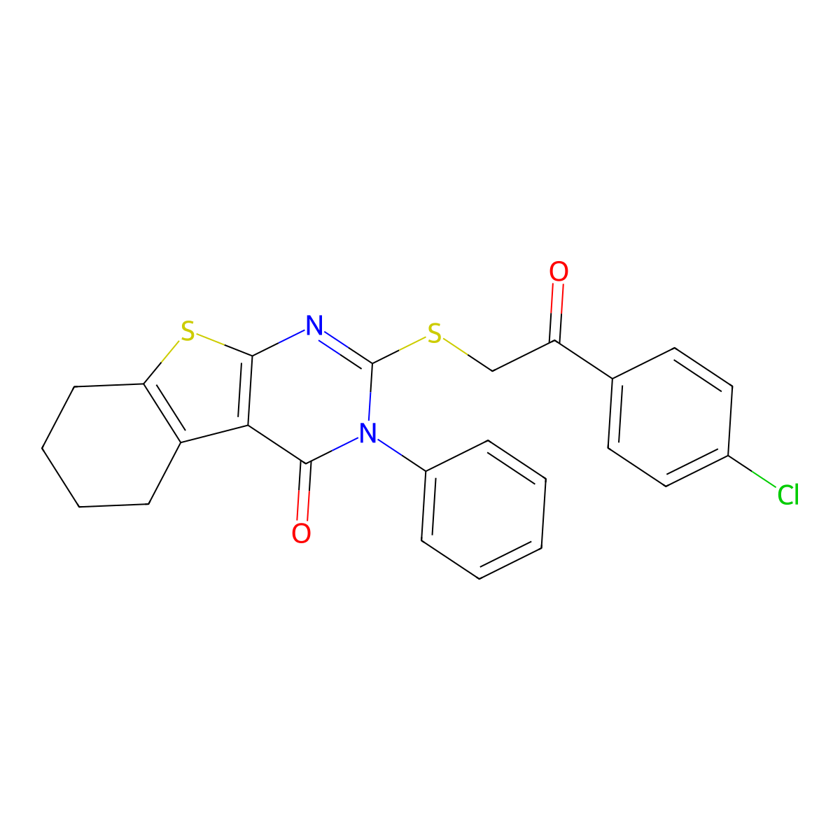 5-{[2-(4-Chlorophenyl)-2-oxoethyl]sulfanyl}-4-phenyl-8-thia-4,6-diazatricyclo[7.4.0.0^{2,7}]trideca-1(9),2(7),5-trien-3-one molecular structure, CAS 330449-42-8