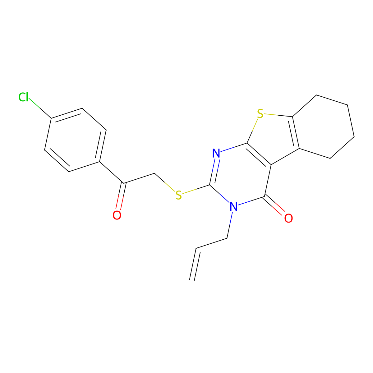 2-[2-(4-Chlorophenyl)-2-oxoethyl]sulfanyl-3-prop-2-enyl-5,6,7,8-tetrahydro-[1]benzothiolo[2,3-d]pyrimidin-4-one molecular structure, CAS 330449-46-2