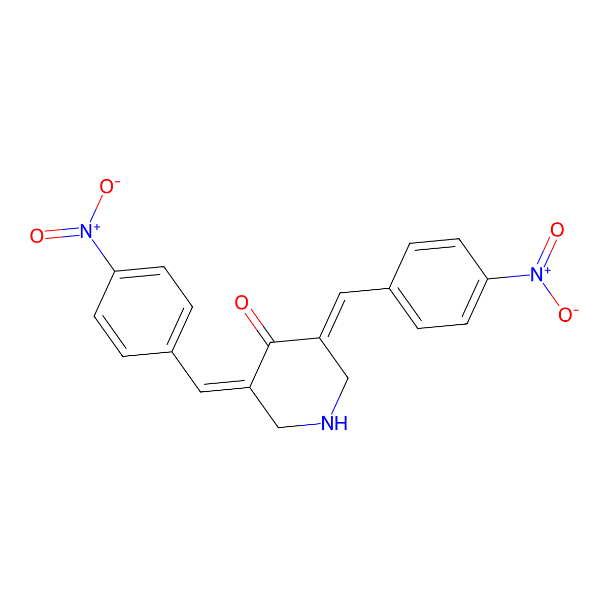 3,5-Bis[(4-nitrophenyl)methylidene]piperidin-4-one molecular structure, CAS 330450-41-4