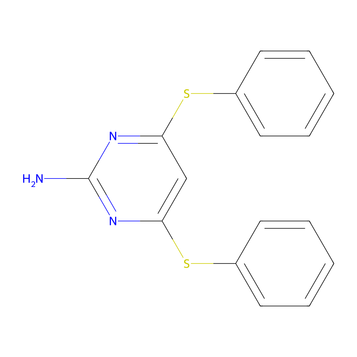 4,6-Bis(phenylsulfanyl)-2-pyrimidinamine molecular structure, CAS 330450-52-7